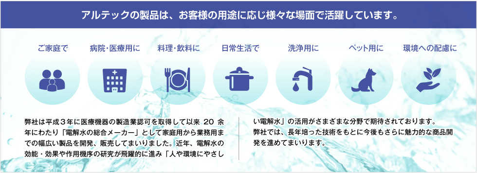 電解水の総合メーカー｜株式会社アルテック